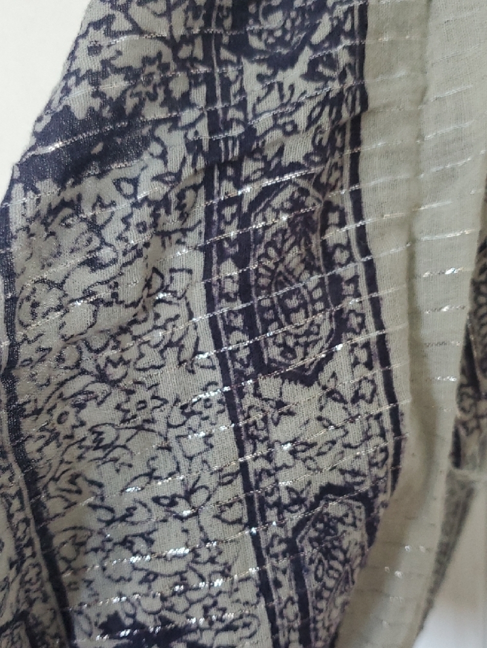 Light Gray Floral Print Women's Scarf - Picture 2 of 5